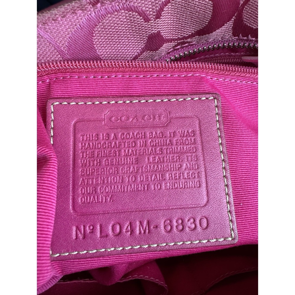 Vtg Y2K Coach Hampton Signature Hot Pink Shoulder Bag Suede Barbiecore 2004 - Picture 10 of 11